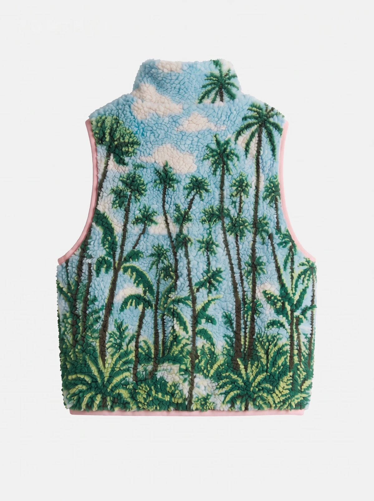 Chaleco polar estampado de palmeras azul cielo, imagen 3