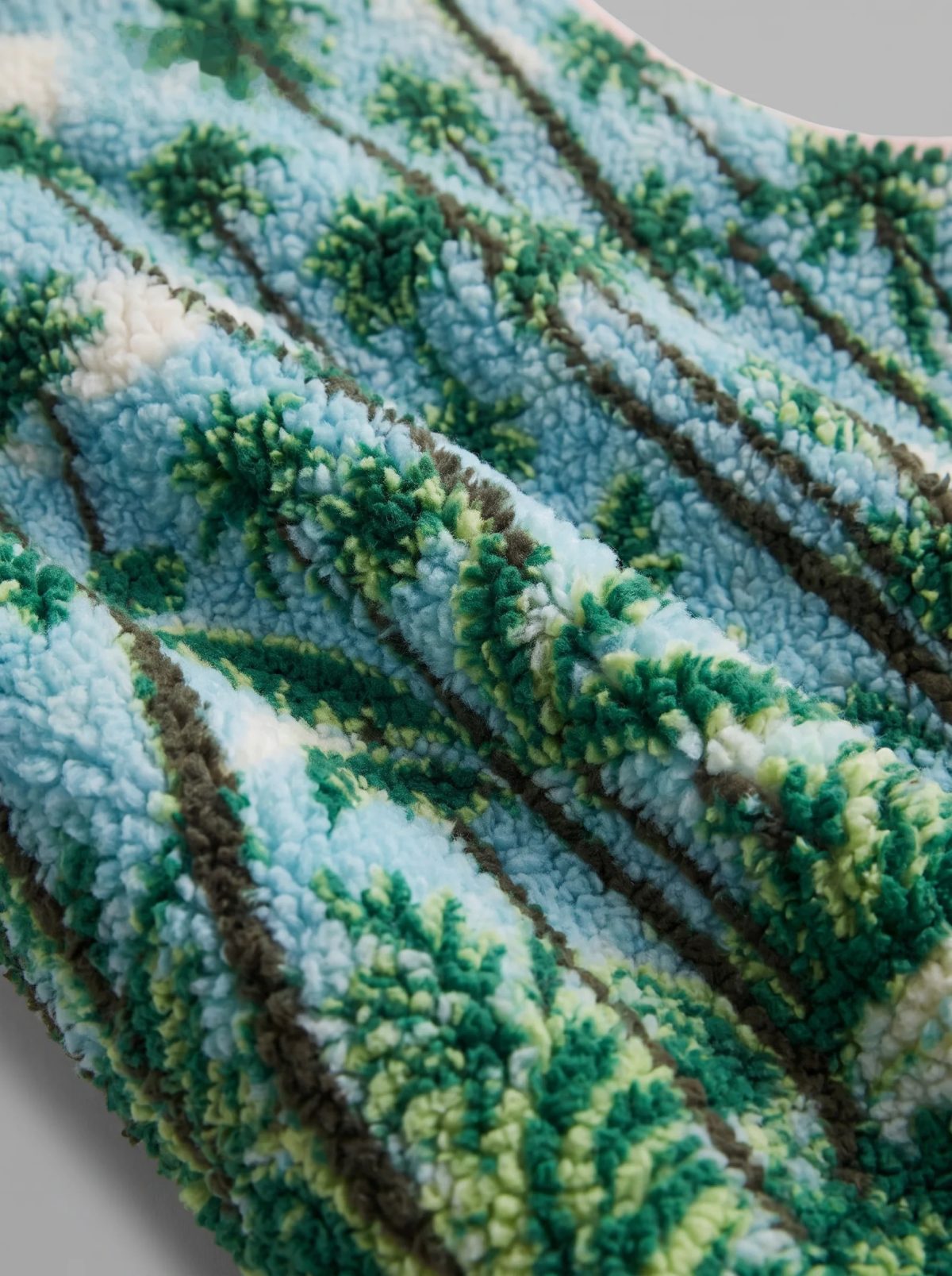 Chaleco polar estampado de palmeras azul cielo, imagen 5