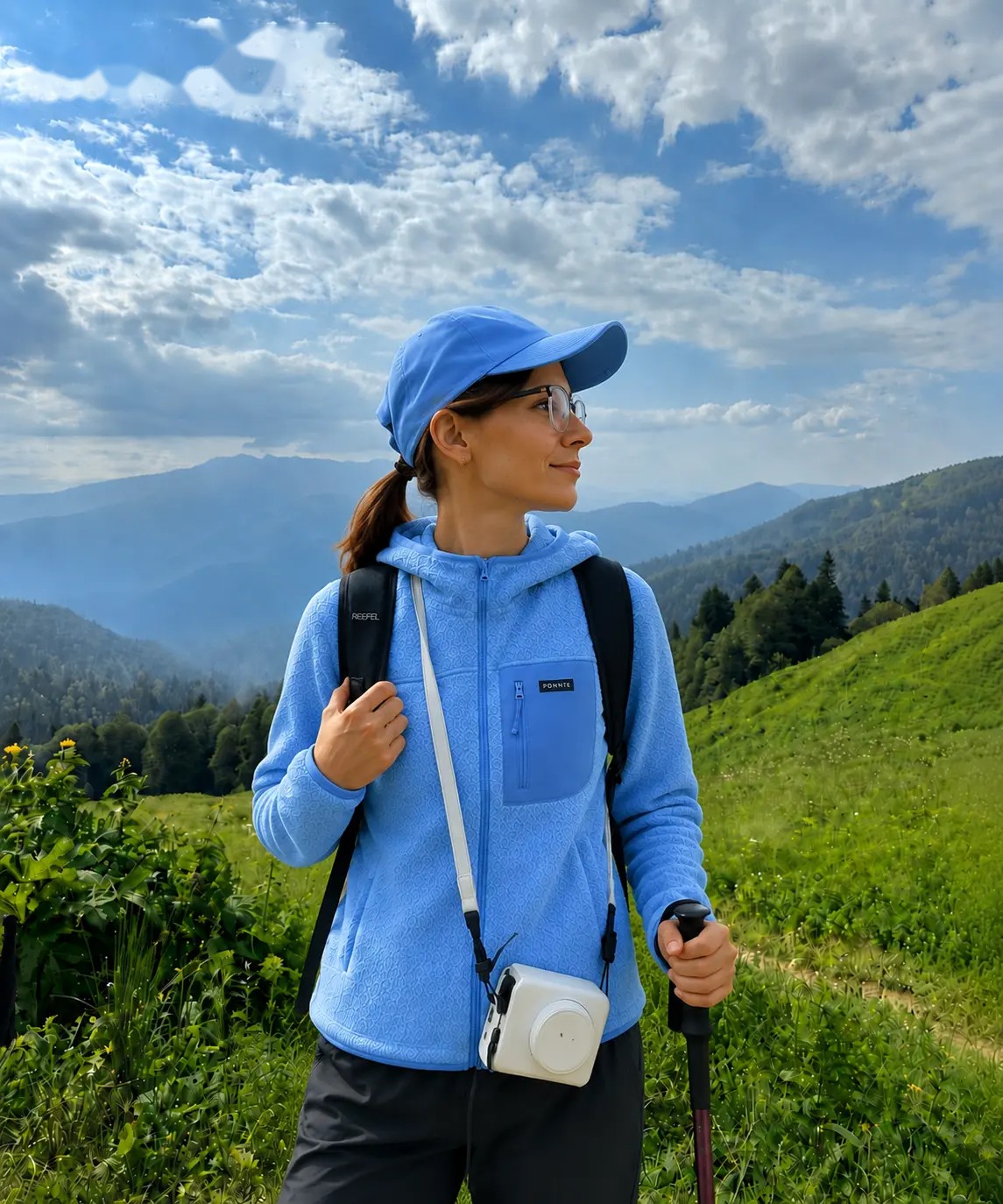 Chaqueta polar con capucha azul, imagen 4