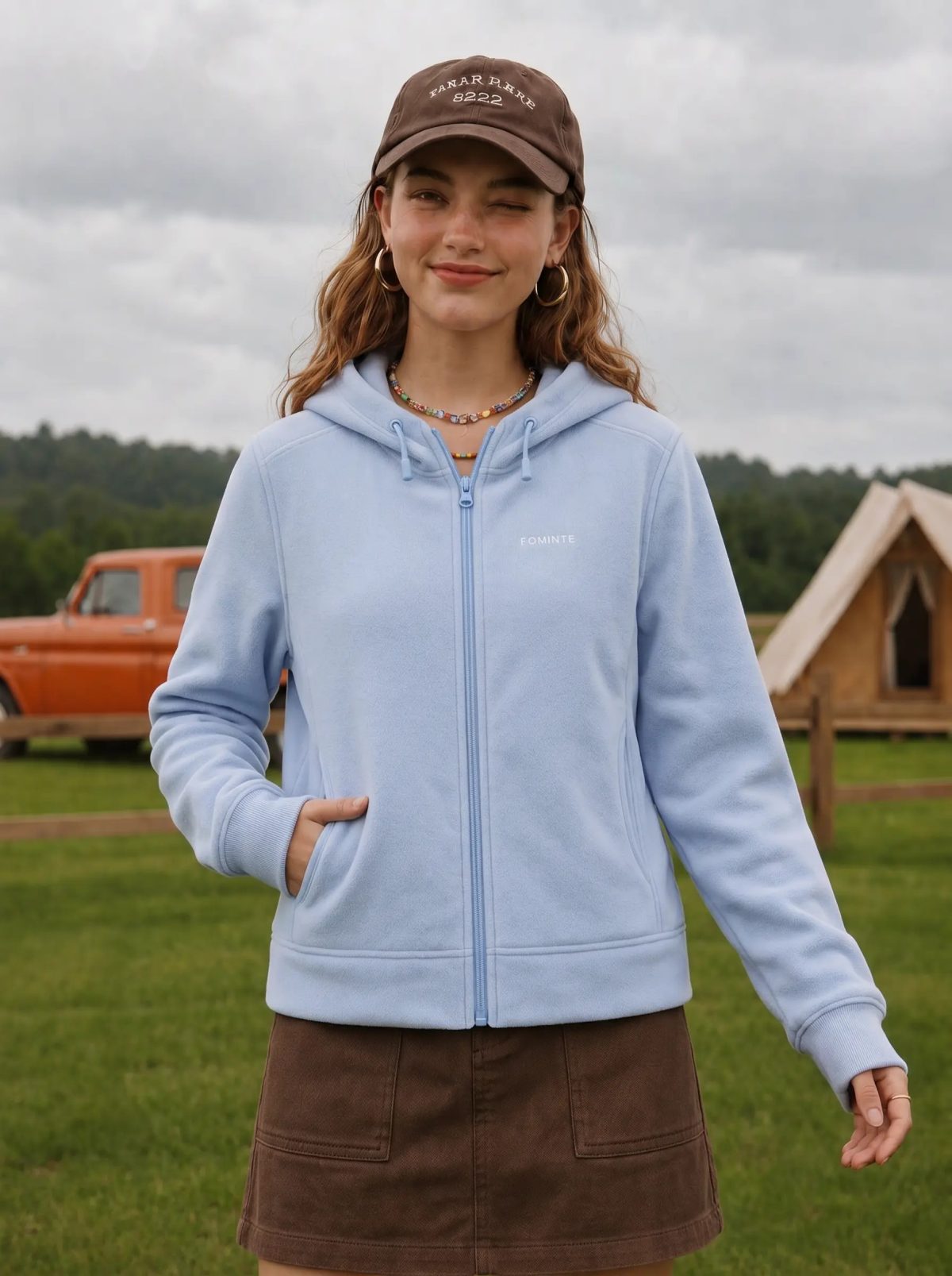 Powder Blue Hooded Fleece Jacket, image 4