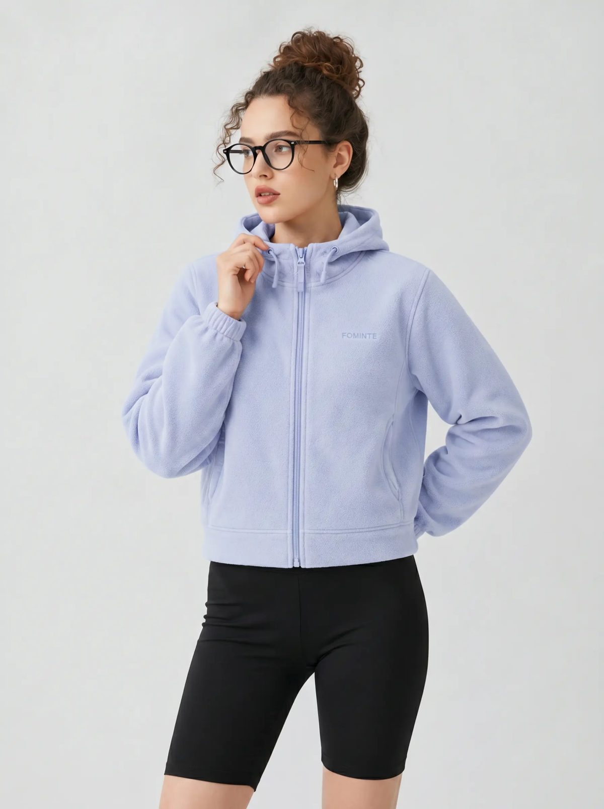 Powder Blue Hooded Fleece Jacket, image 5