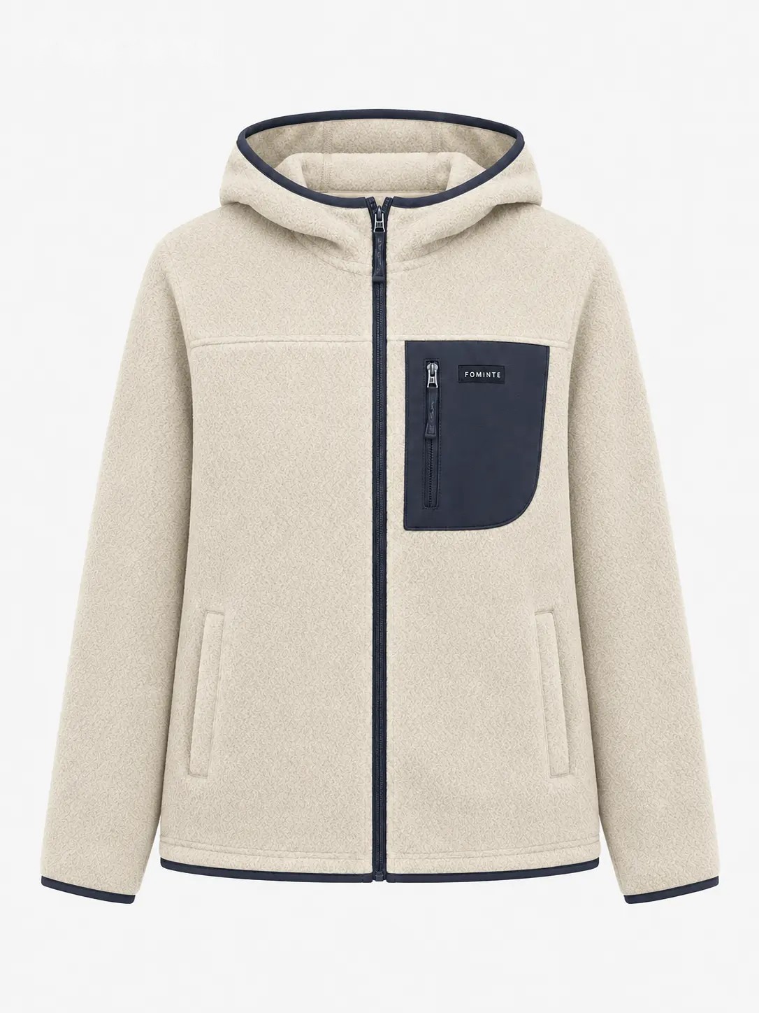 Chaqueta polar con capucha beige y negro carbón