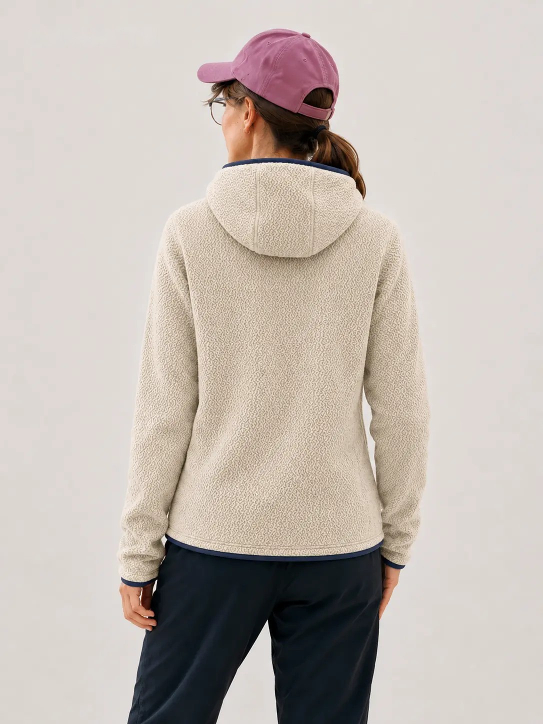 Chaqueta polar con capucha beige y negro carbón, imagen 6