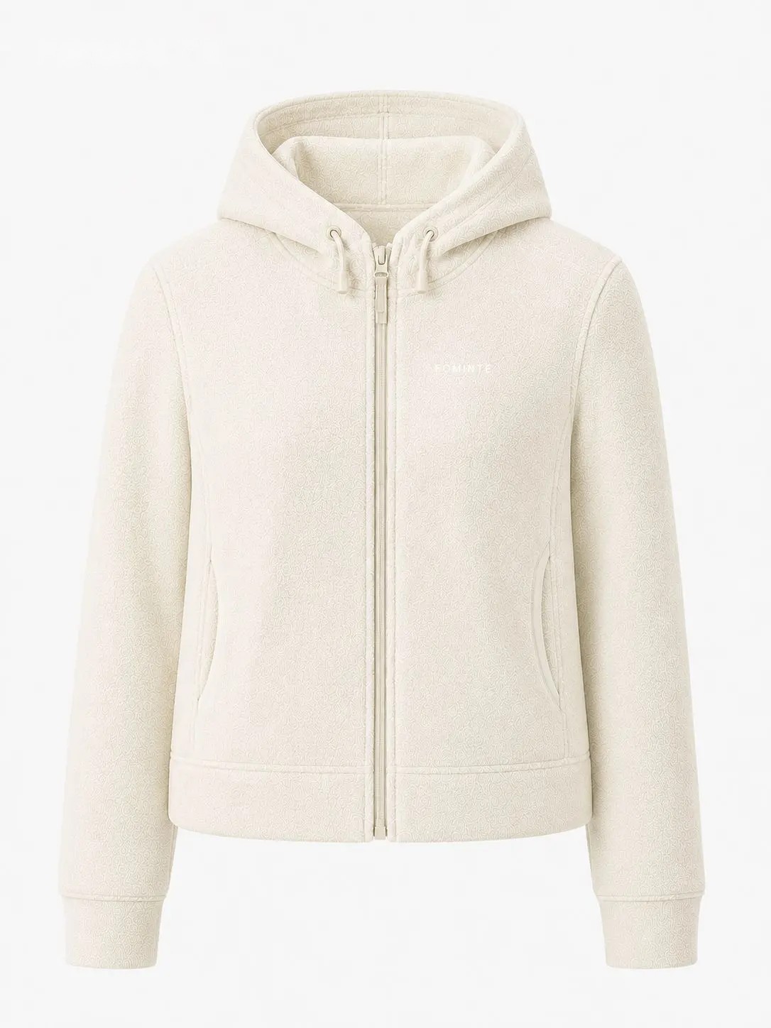 Chaqueta polar con capucha blanco roto