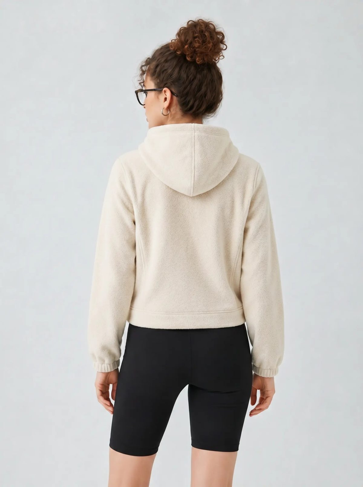 Chaqueta polar con capucha blanco roto, imagen 6