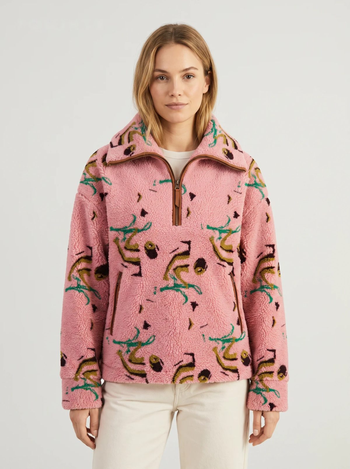 Chaqueta polar con capucha floral rosa, imagen 2