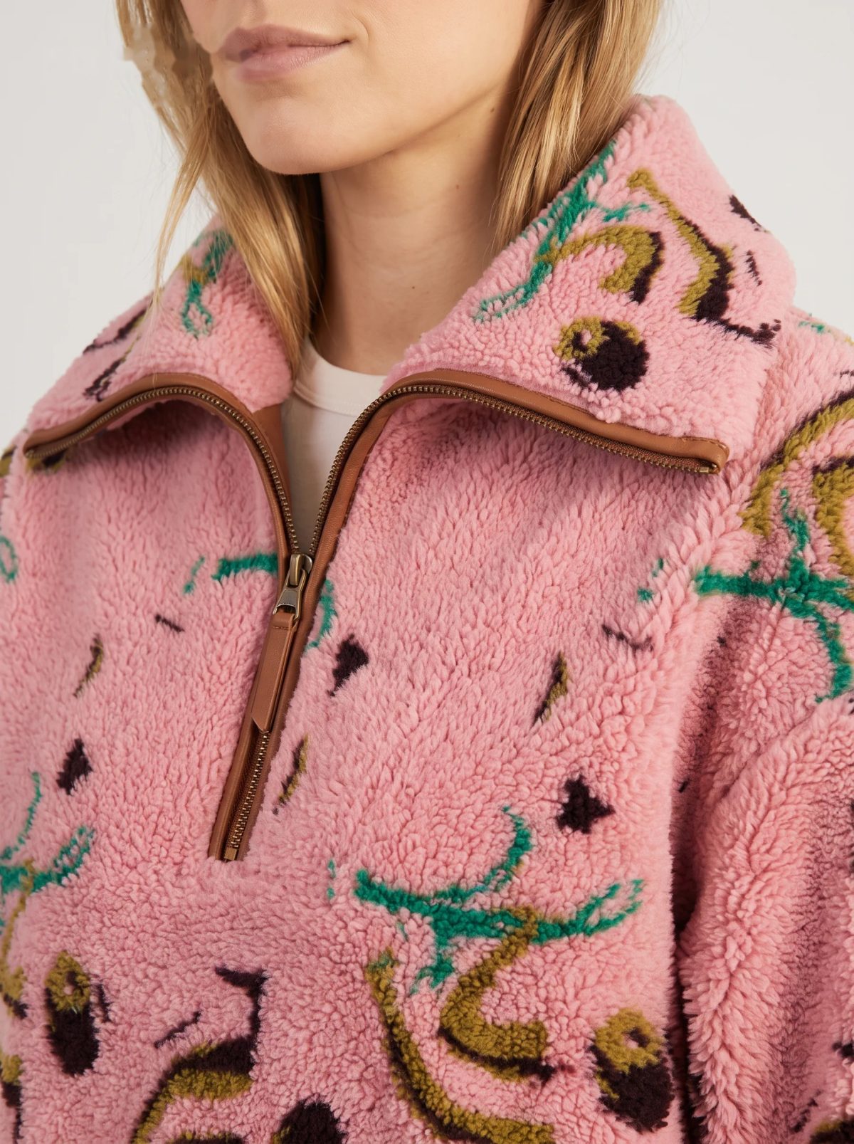Chaqueta polar con capucha floral rosa, imagen 4