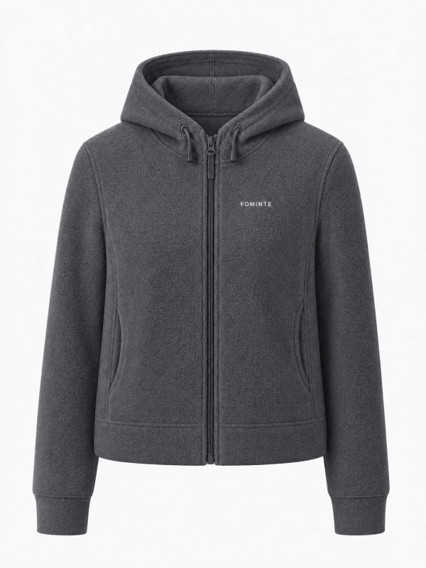 Dark Grey Hooded Fleece Jacket