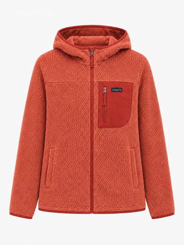 Chaqueta polar con capucha roja