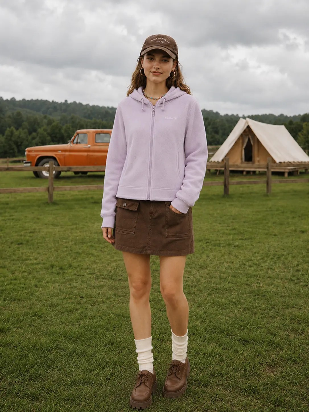 Chaqueta polar con capucha rosa lila, imagen 2