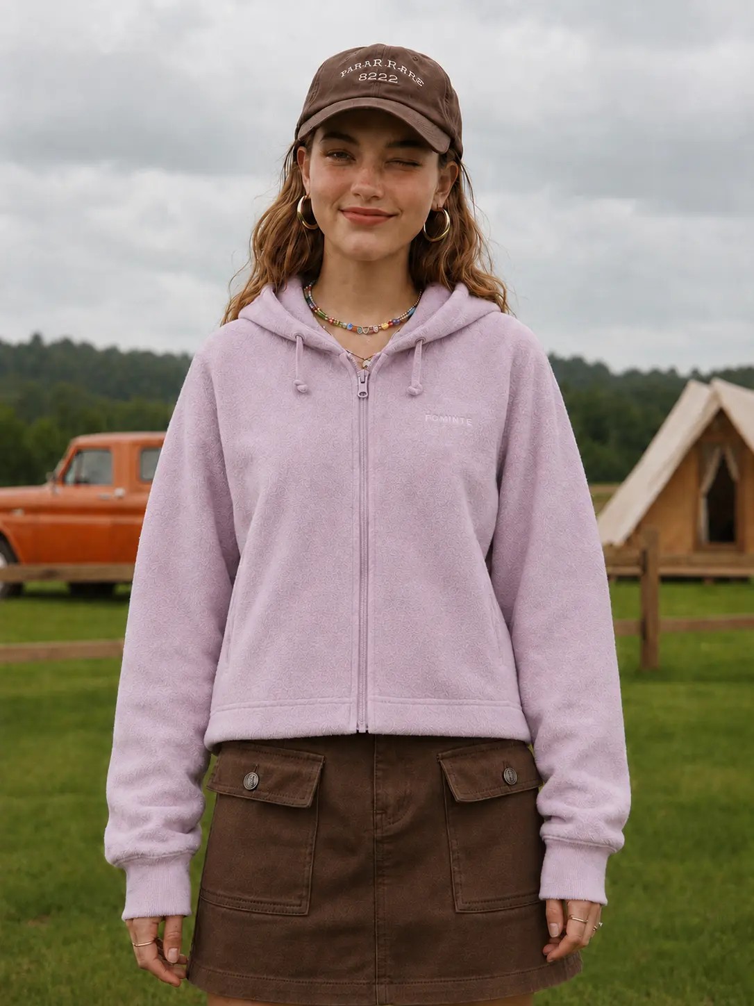 Chaqueta polar con capucha rosa lila, imagen 4