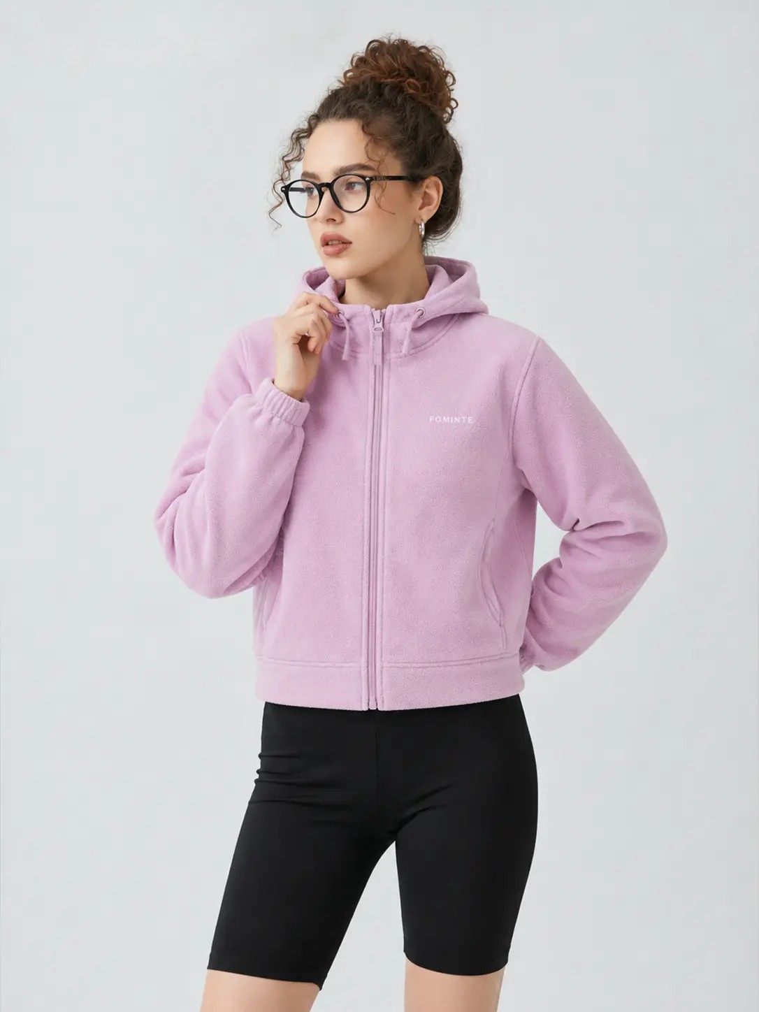 Chaqueta polar con capucha rosa lila, imagen 5