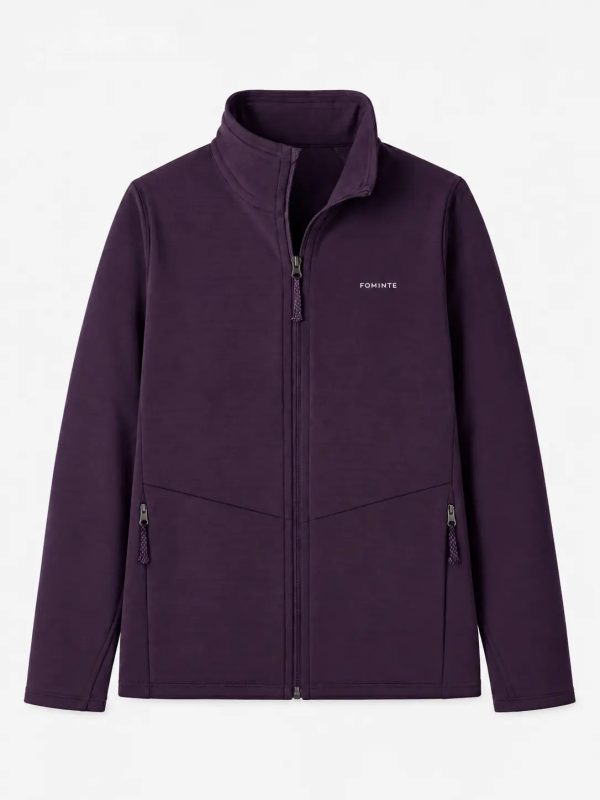 Chaqueta polar con cuello alto morado uva