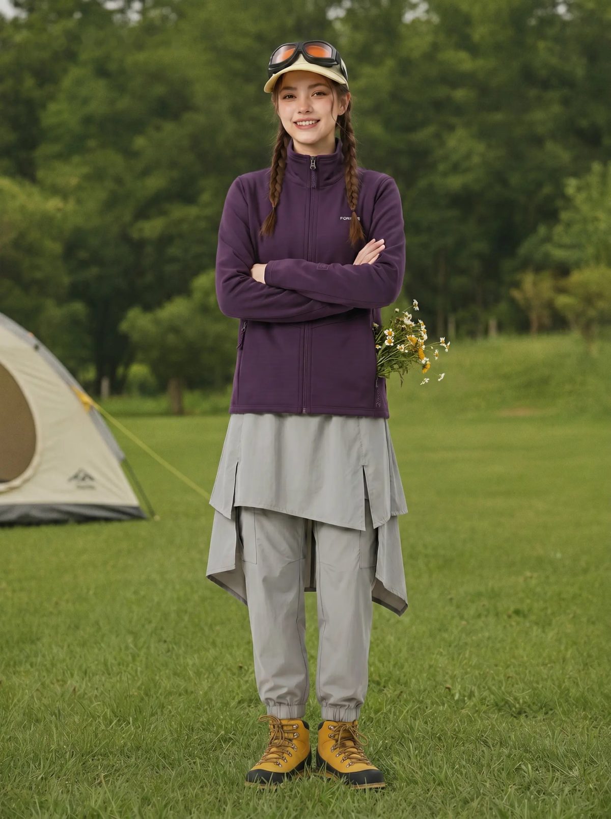 Chaqueta polar con cuello alto morado uva, imagen 2