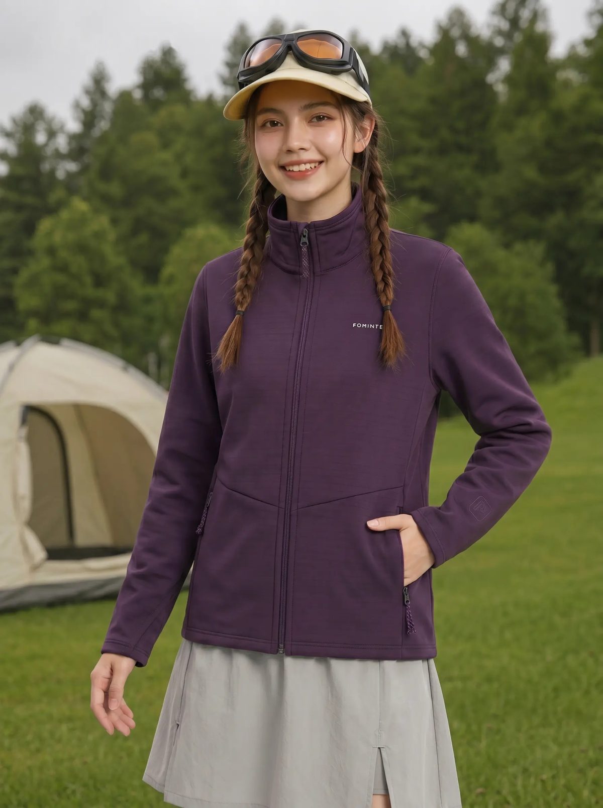 Chaqueta polar con cuello alto morado uva, imagen 4