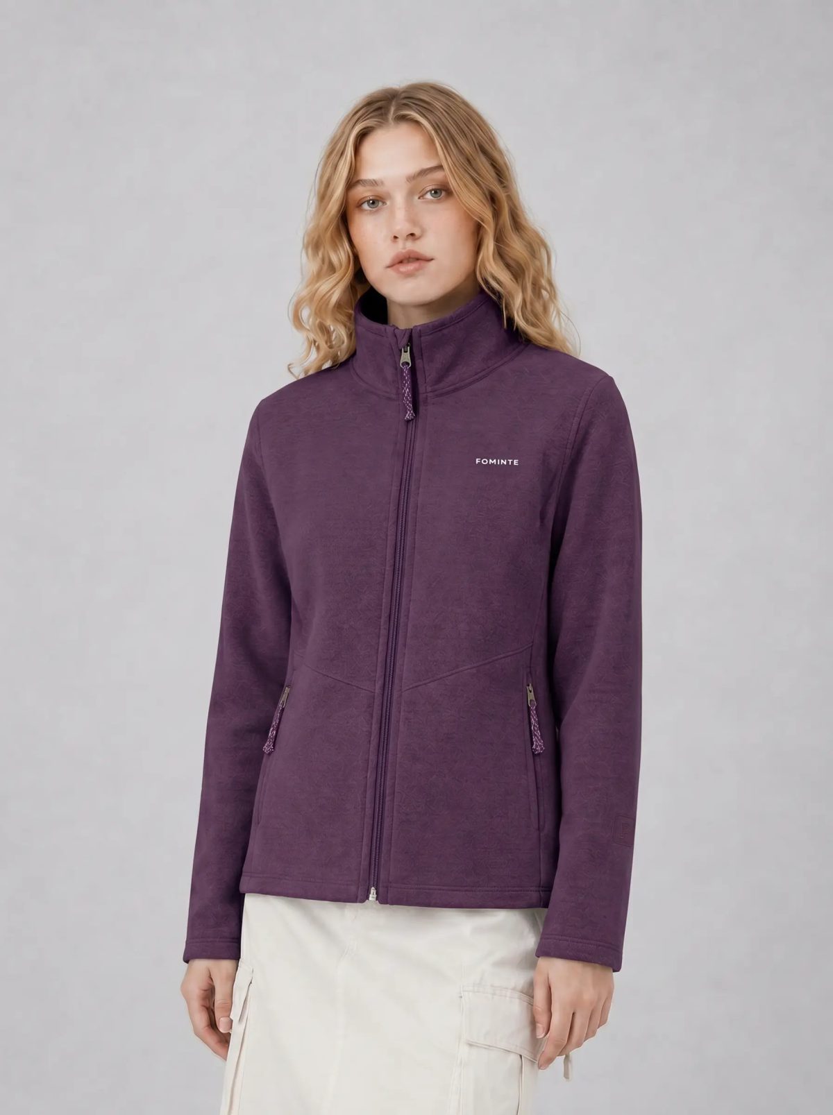 Chaqueta polar con cuello alto morado uva, imagen 5