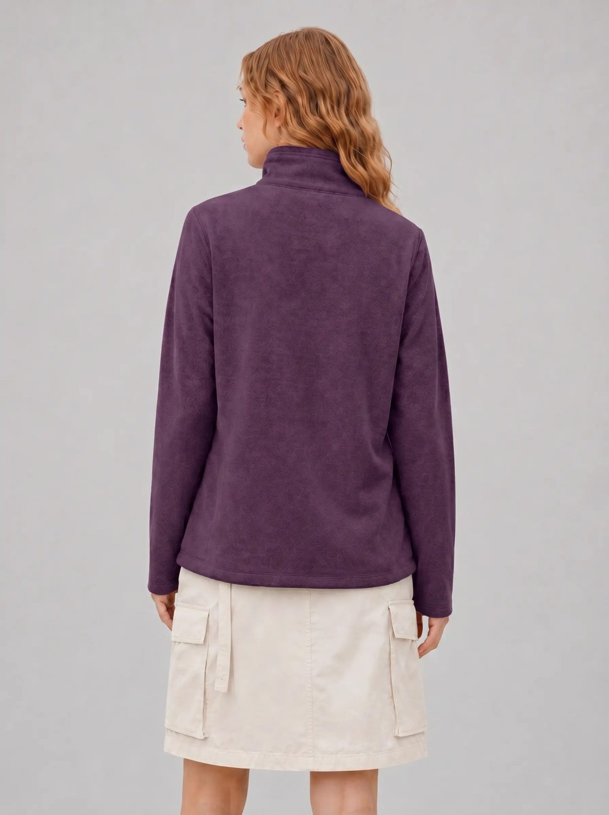 Chaqueta polar con cuello alto morado uva, imagen 6