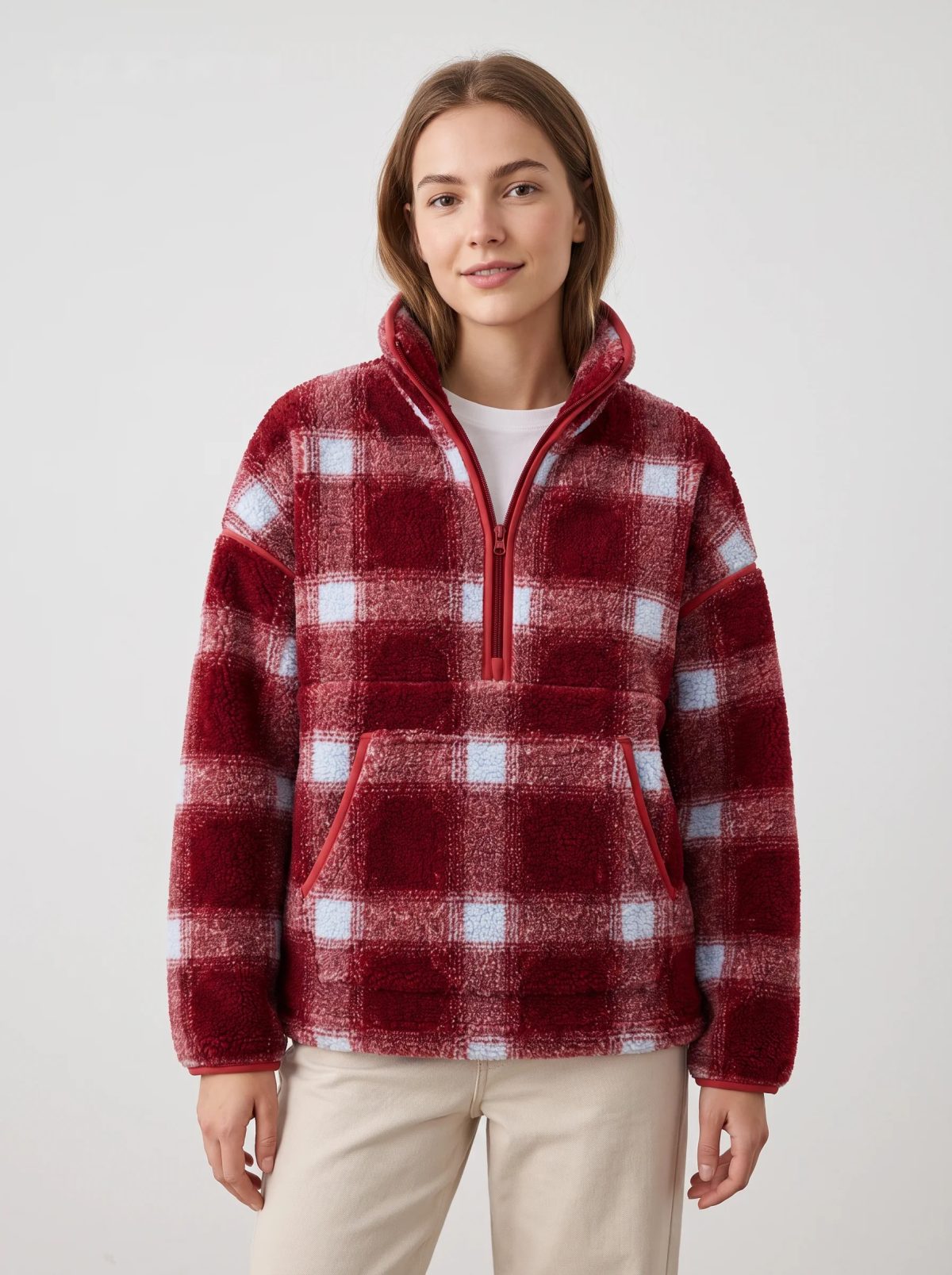Chaqueta polar de cuadros búfalo rojos, imagen 2