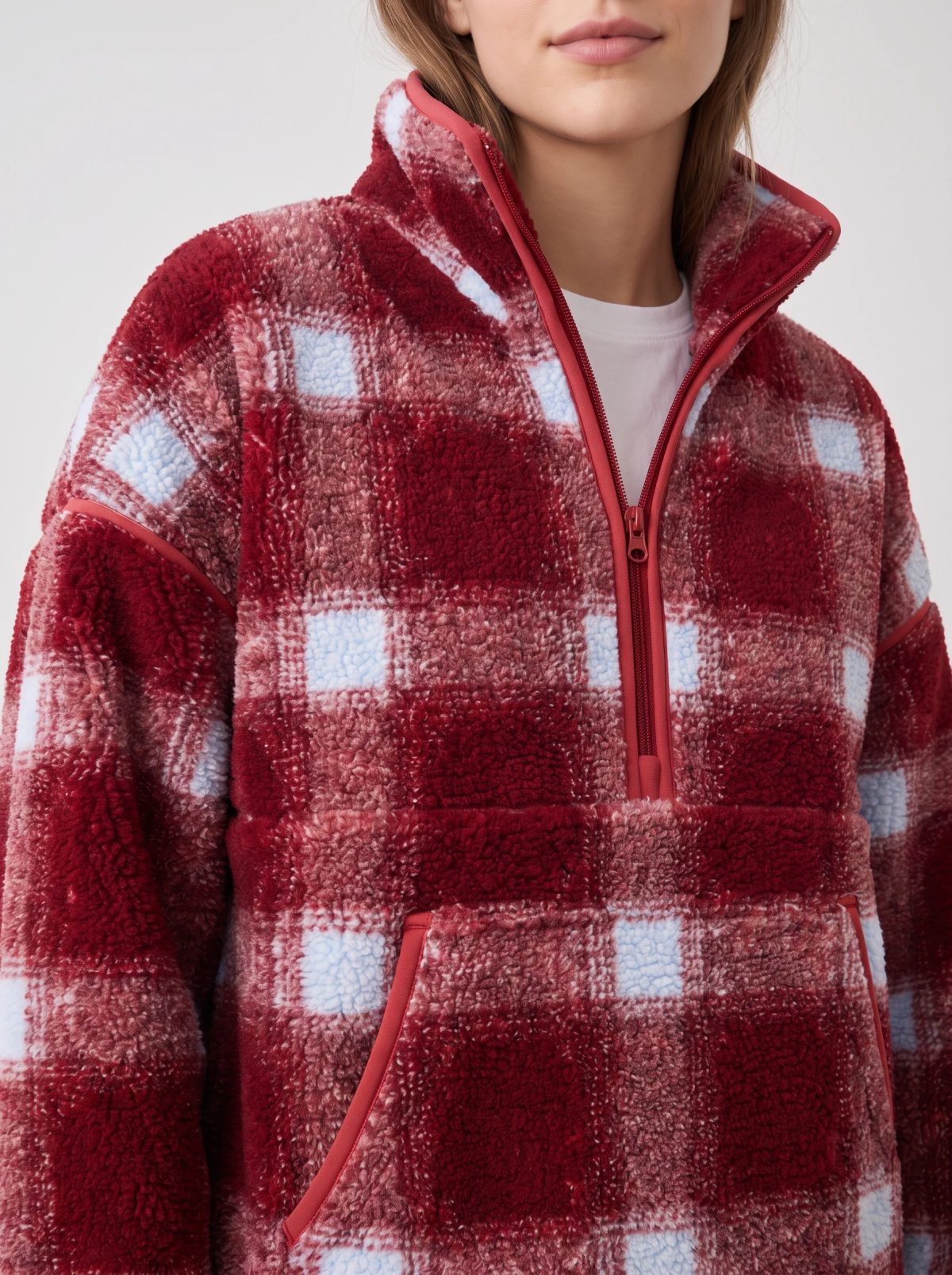 Chaqueta polar de cuadros búfalo rojos, imagen 4