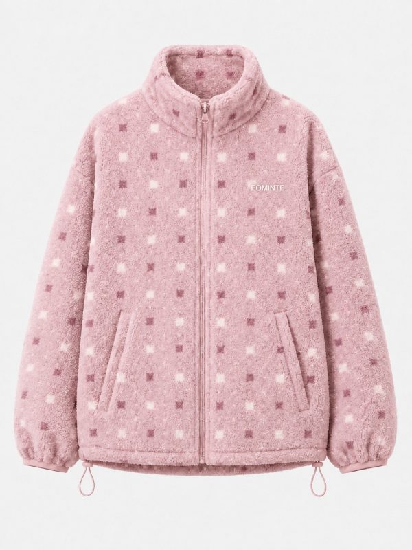 Chaqueta polar estampada rosa bruma
