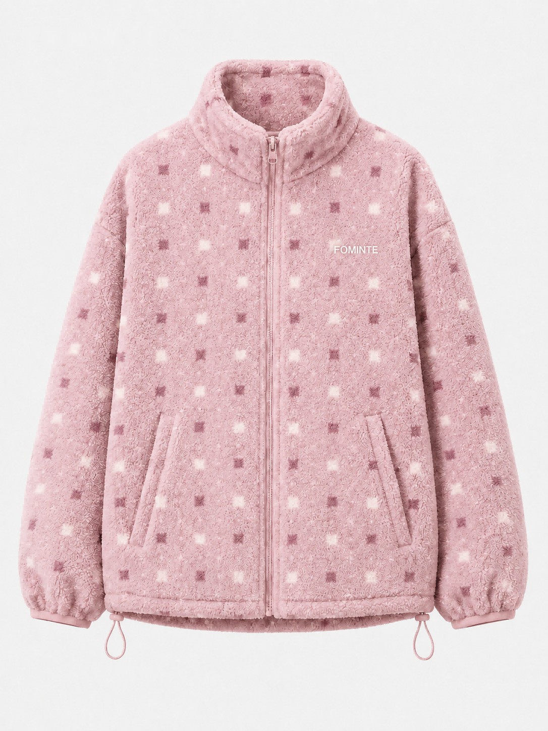 Chaqueta polar estampada rosa bruma