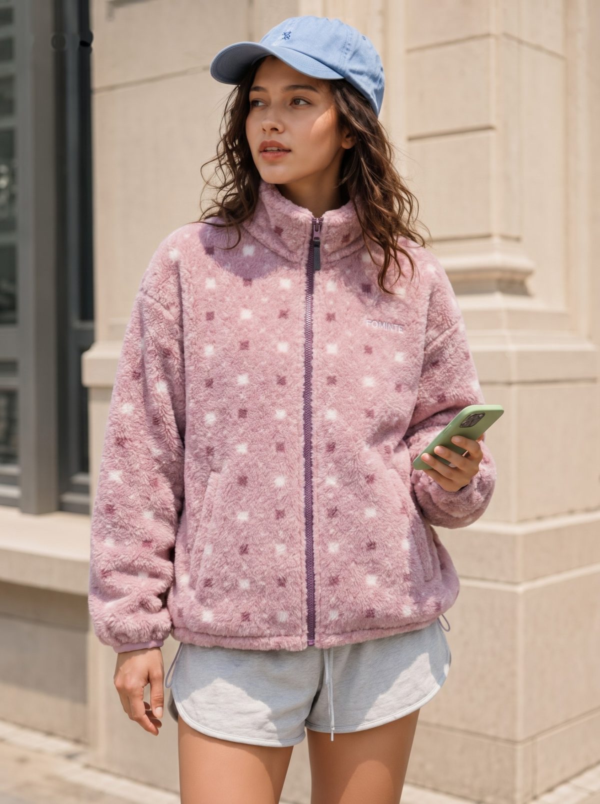 Chaqueta polar estampada rosa bruma, imagen 4