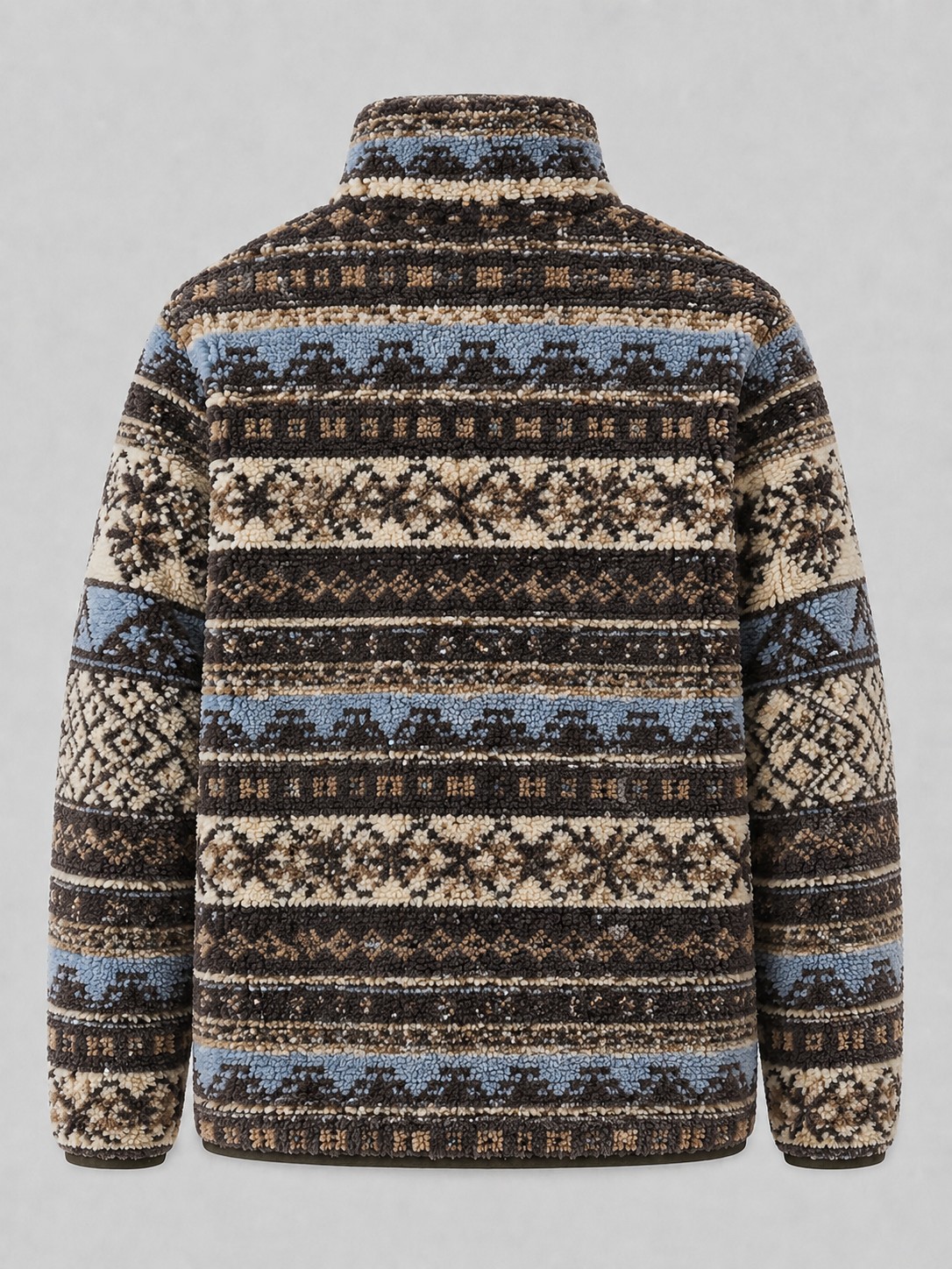 Chaqueta polar estampado nórdico marrón y azul, imagen 3