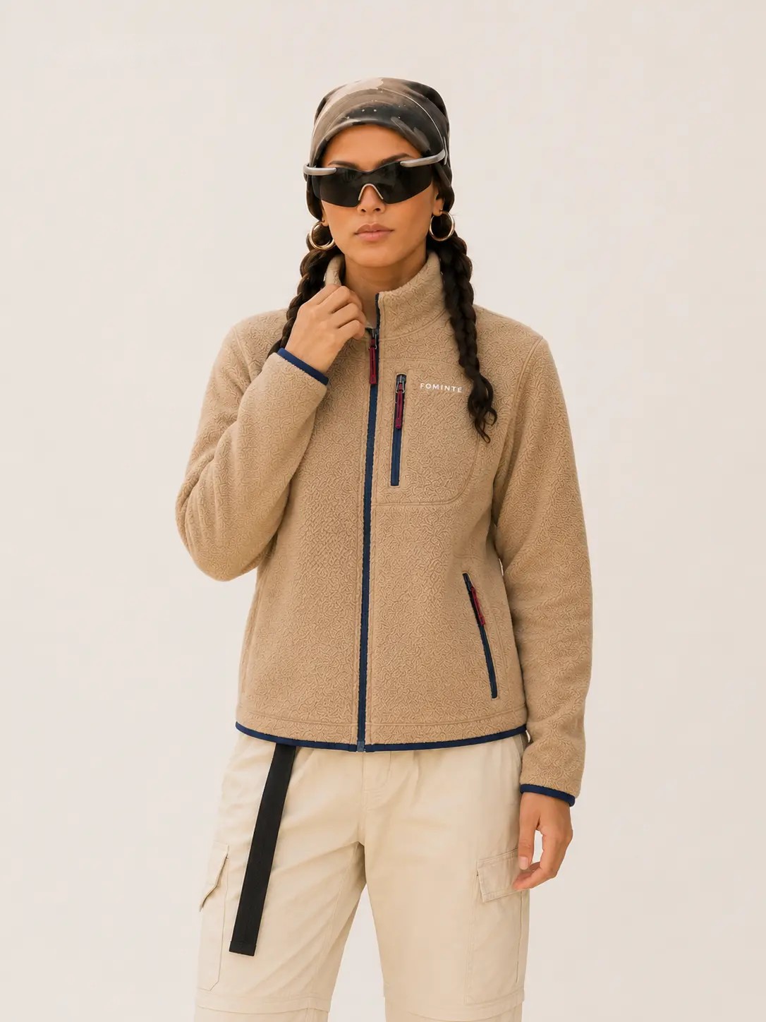 Chaqueta polar outdoor con paneles en contraste caqui, imagen 5