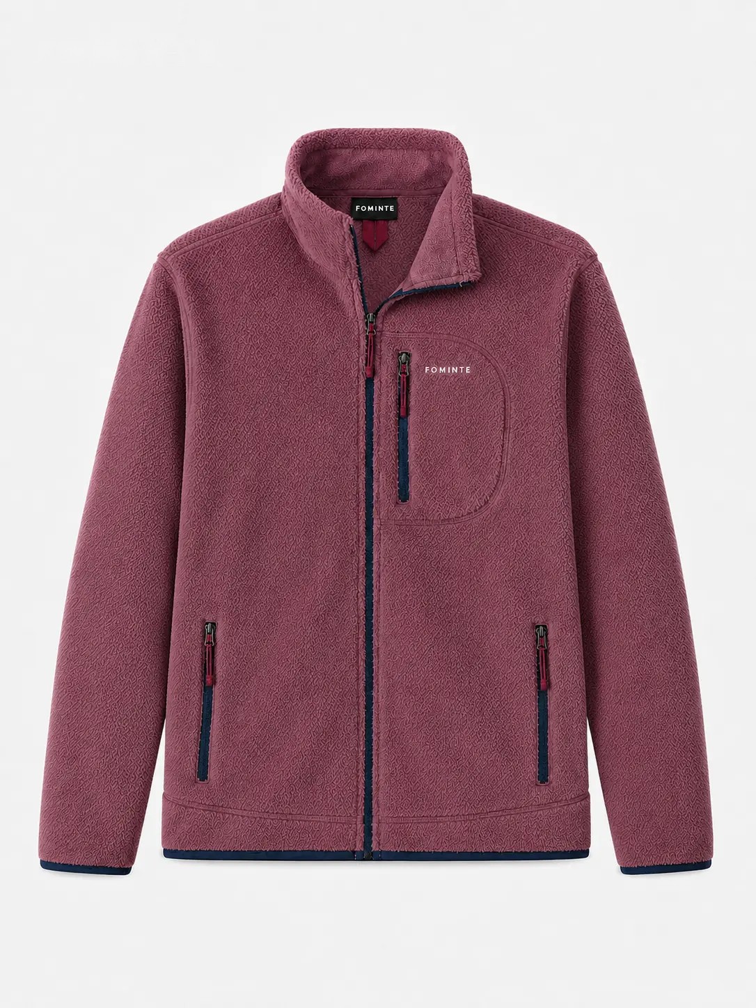 Red Bean Contrast-Panel Outdoor Fleece Jacket