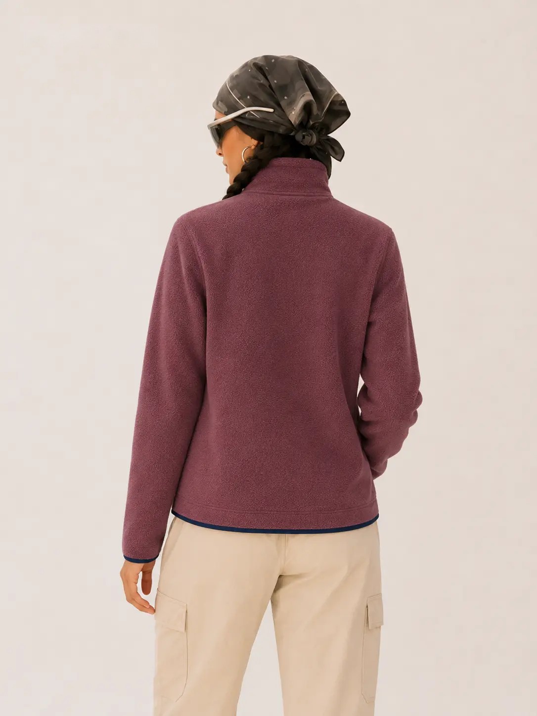 Red Bean Contrast-Panel Outdoor Fleece Jacket, image 6