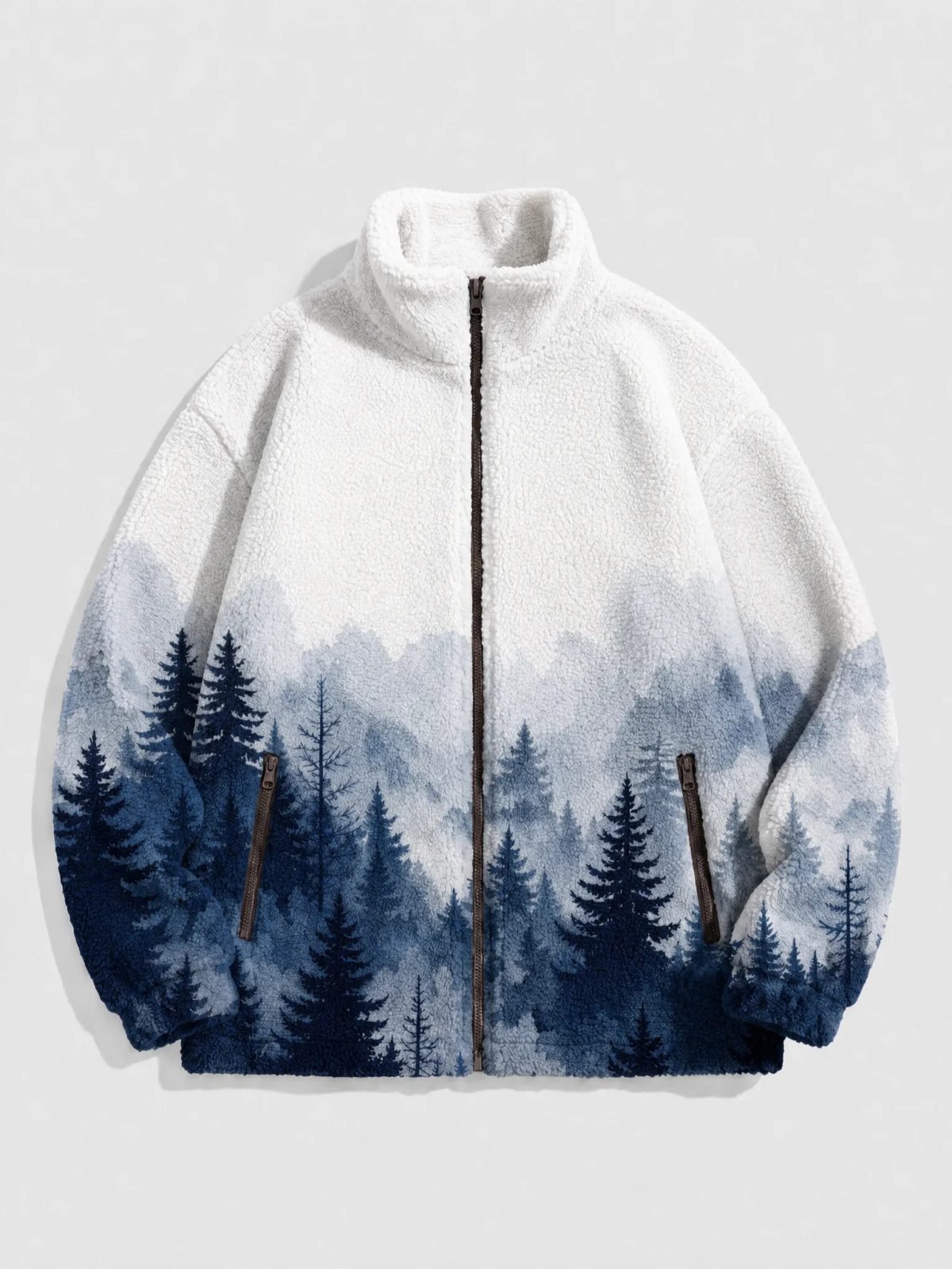 Blue Mountain Landscape Fleece Jacket