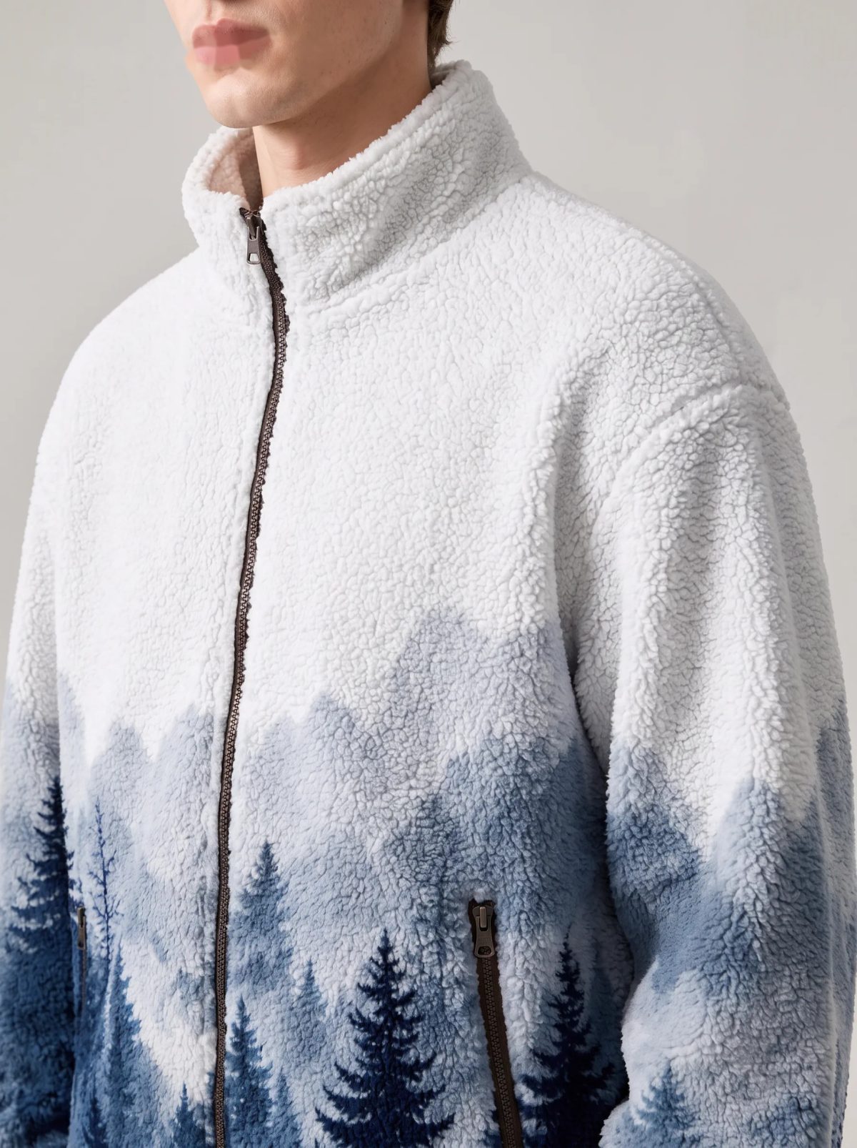 Blue Mountain Landscape Fleece Jacket, image 4