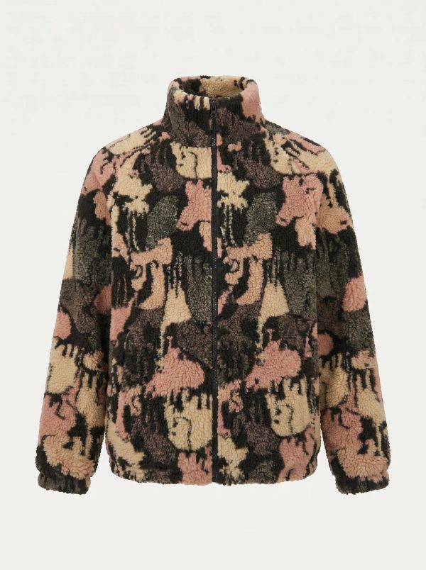 Chaqueta polar sherpa camuflaje abstracto
