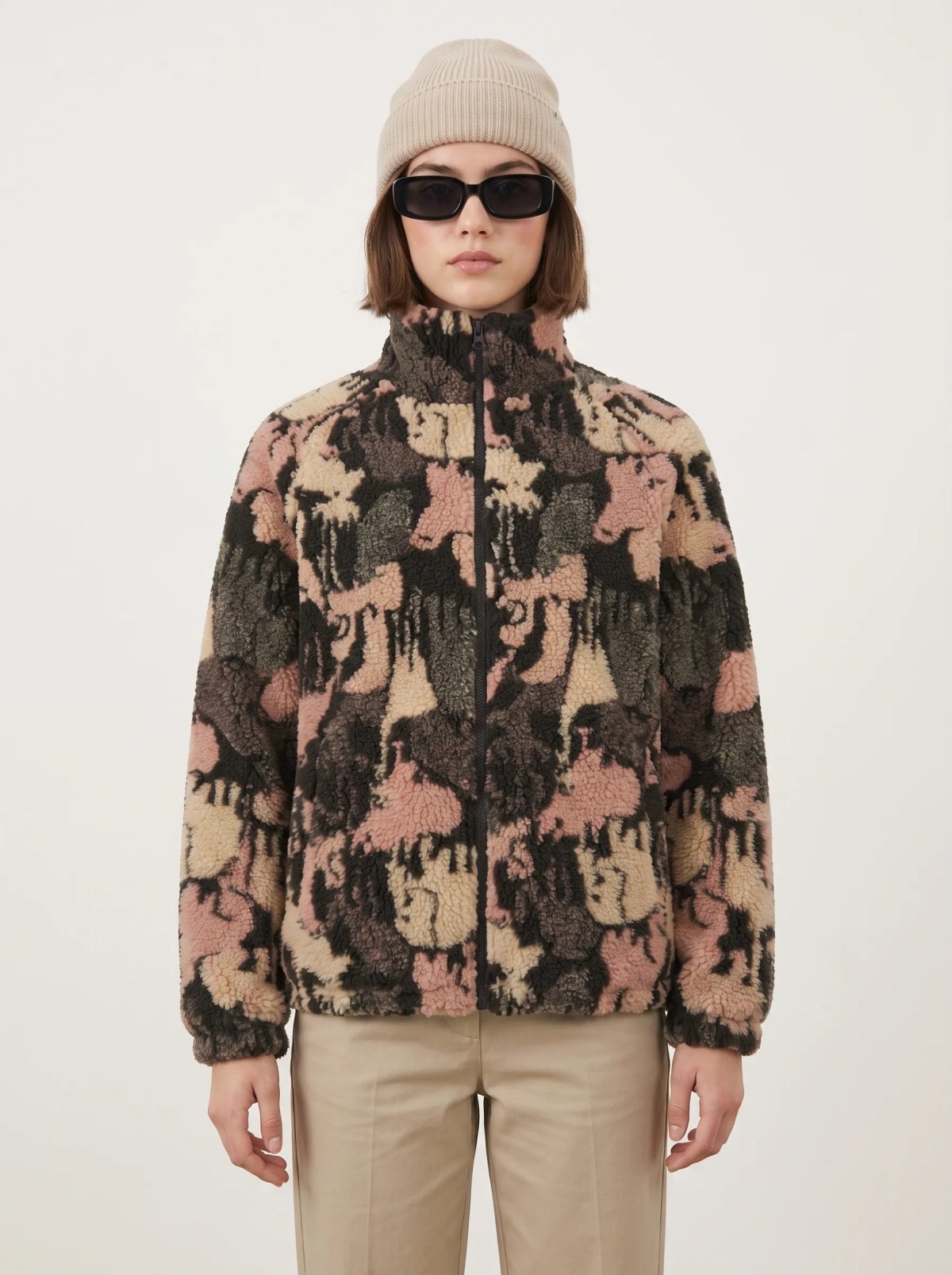 Abstract Camo Sherpa Fleece Jacket, image 2