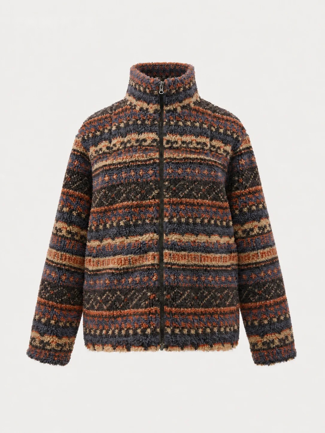 Chaqueta polar sherpa Fair Isle a rayas