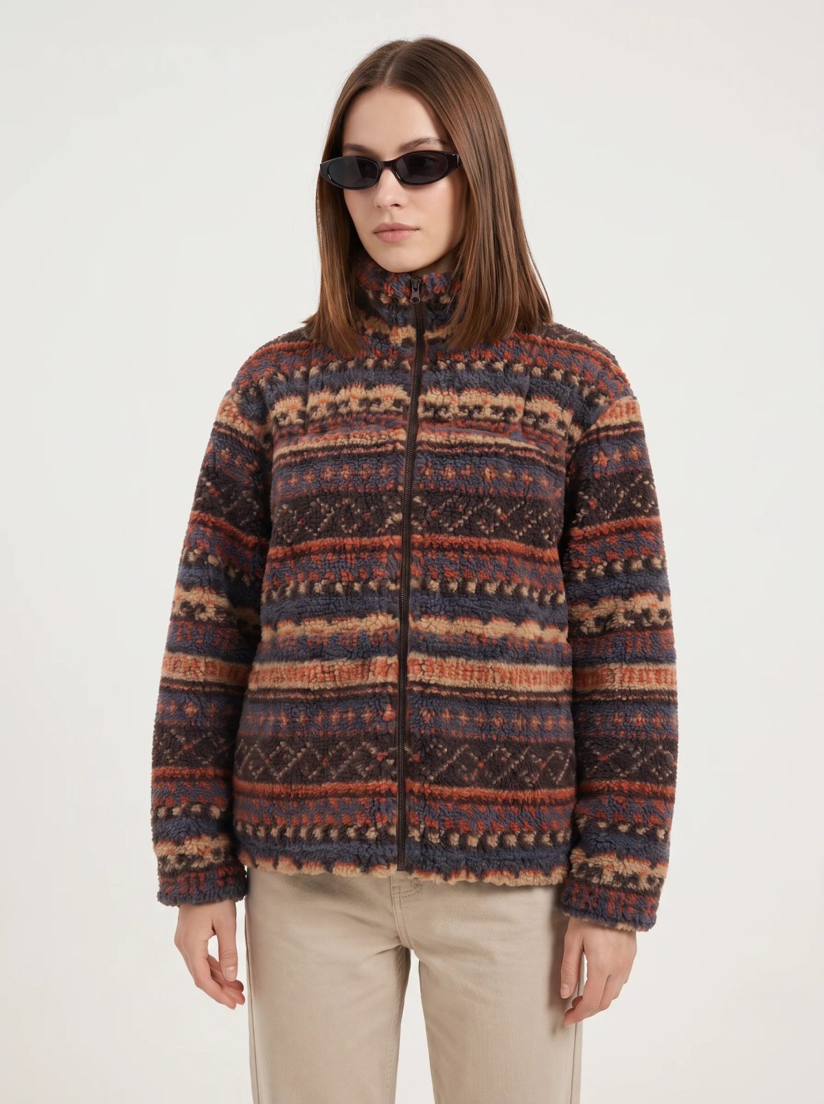 Chaqueta polar sherpa Fair Isle a rayas, imagen 2