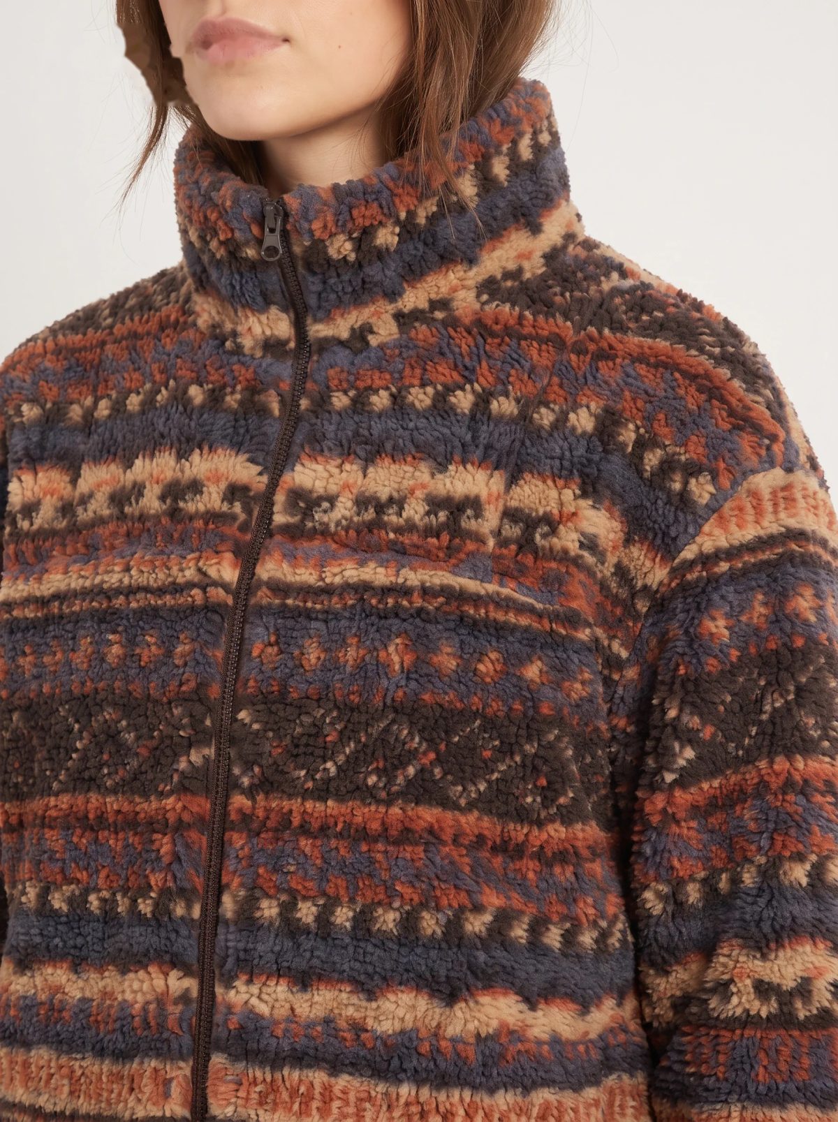 Chaqueta polar sherpa Fair Isle a rayas, imagen 4