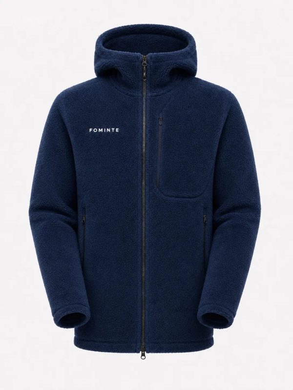 Chaqueta sherpa con capucha azul marino
