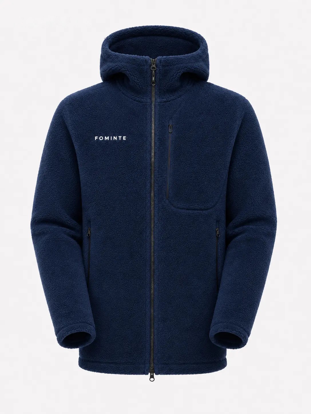 Chaqueta sherpa con capucha azul marino