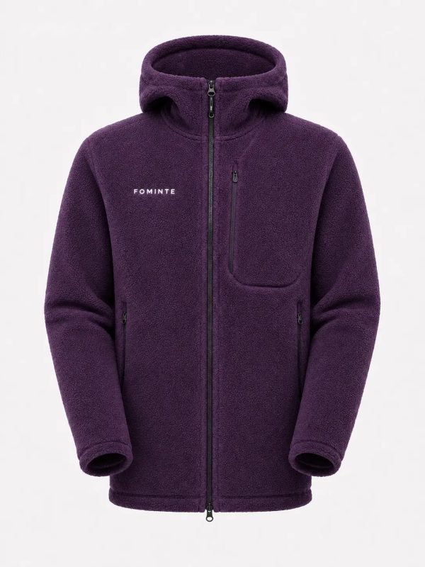 Chaqueta sherpa con capucha morado oscuro
