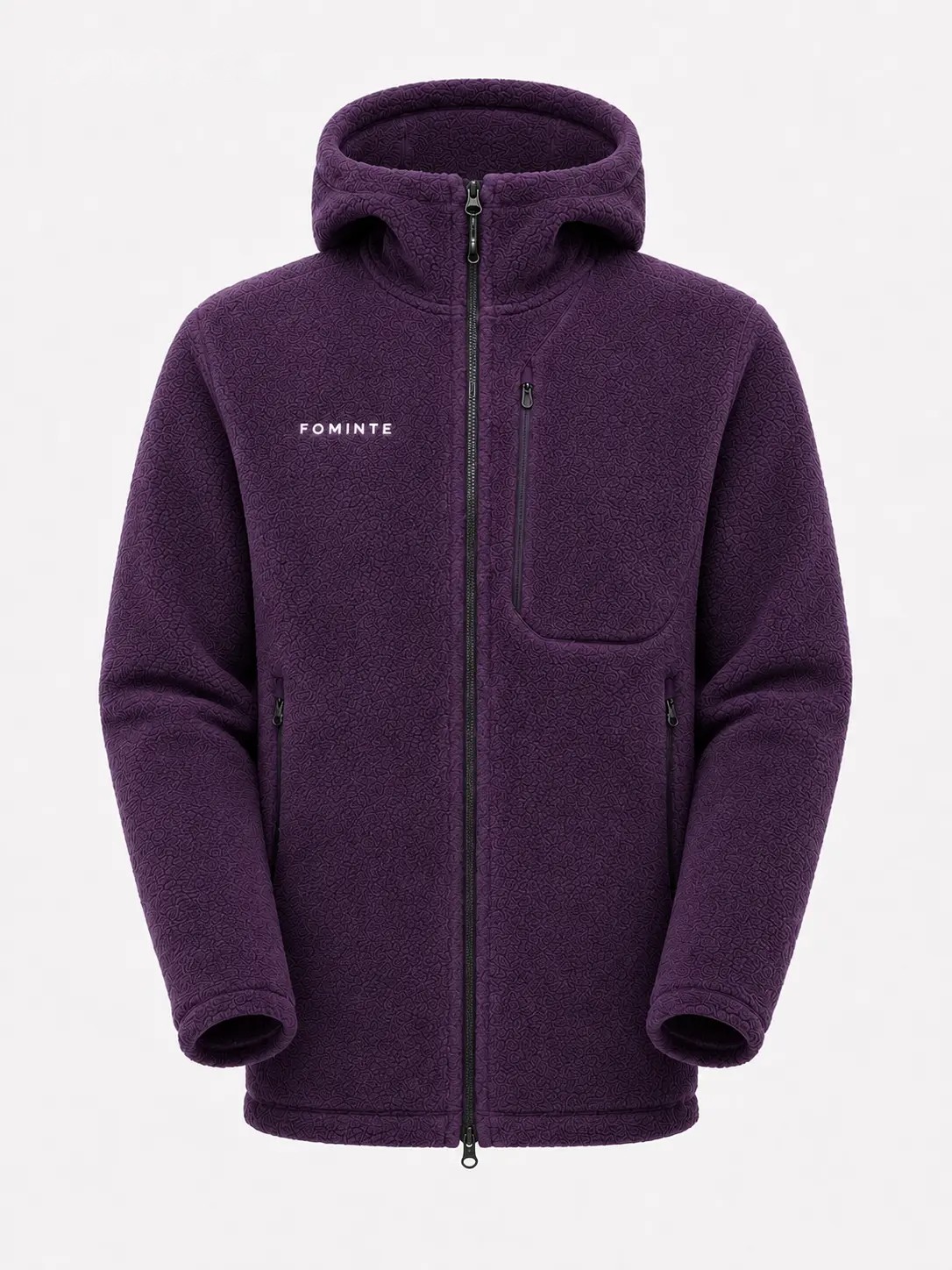 Chaqueta sherpa con capucha morado oscuro