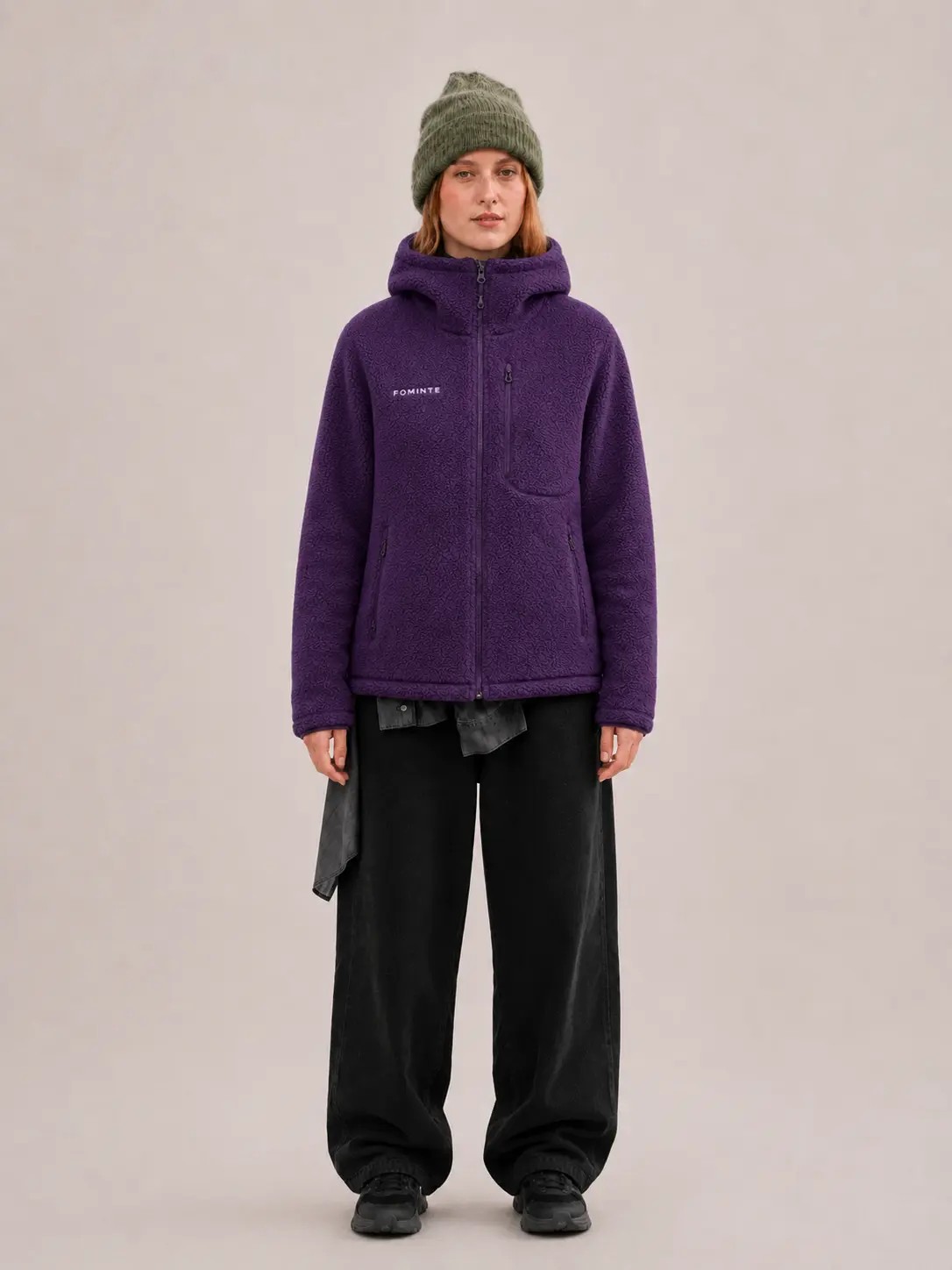 Chaqueta sherpa con capucha morado oscuro, imagen 5