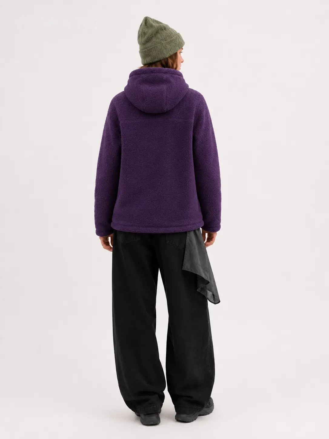 Chaqueta sherpa con capucha morado oscuro, imagen 6