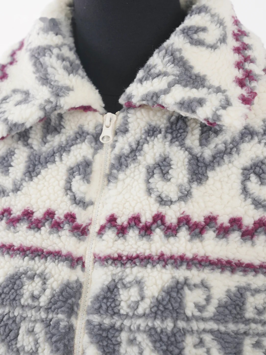 Chaqueta sherpa corta estampado nórdico azteca, imagen 5