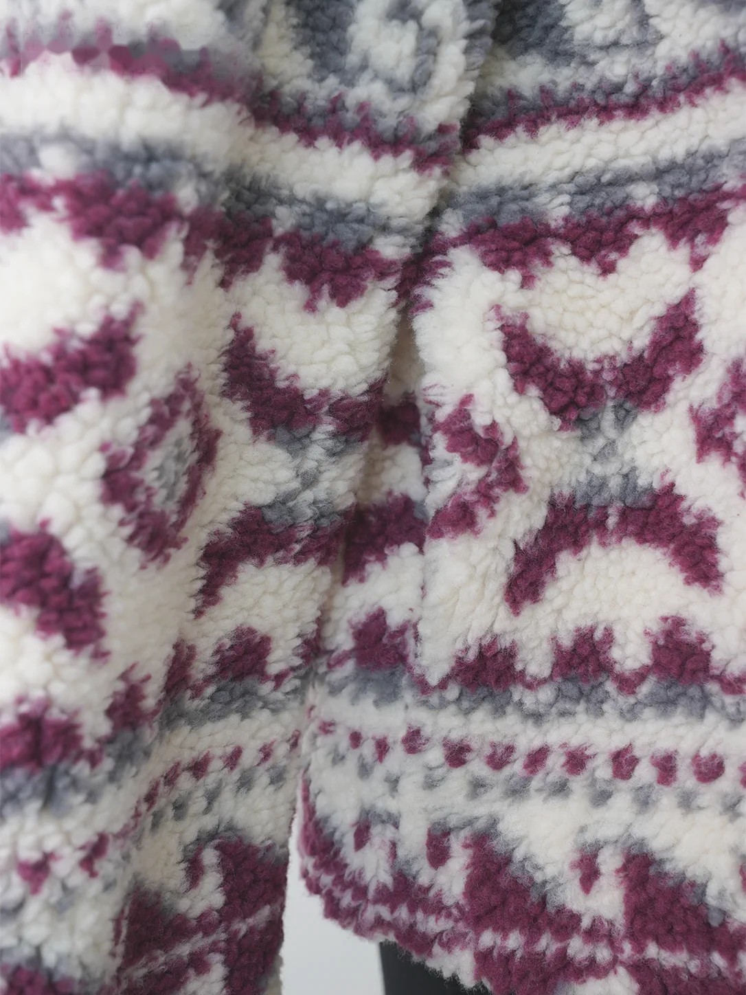Chaqueta sherpa corta estampado nórdico azteca, imagen 6