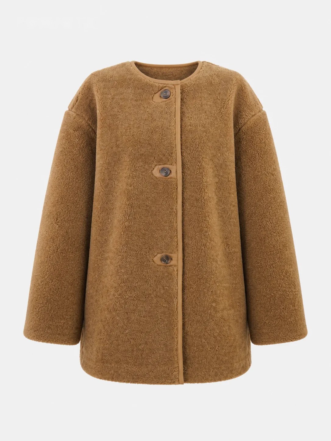 High-Pile Sherpa Fleece Jacket with Stand Collar · Shade IV