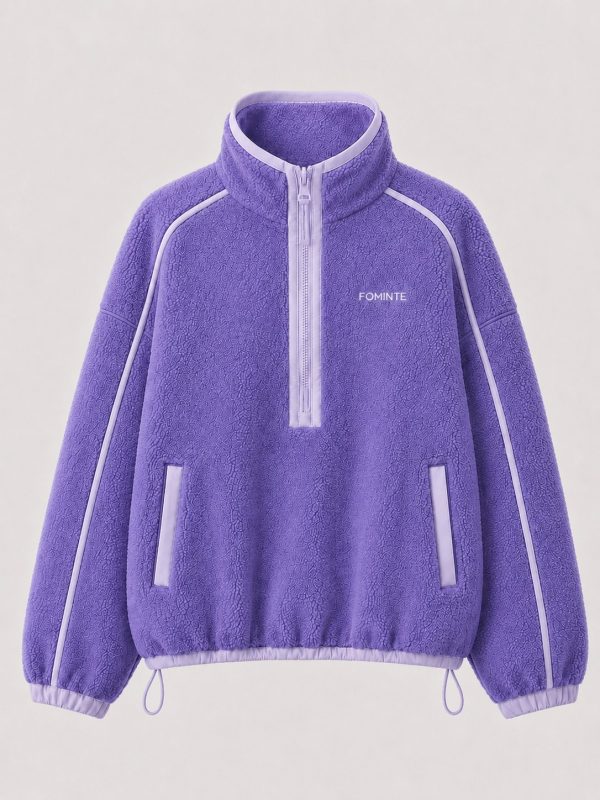 Jersey polar colour block azul morado y gris lila