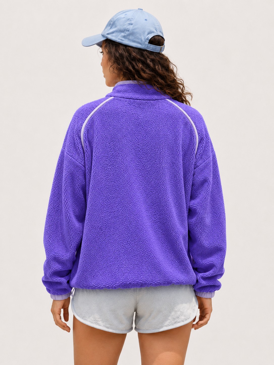 Jersey polar colour block azul morado y gris lila, imagen 6