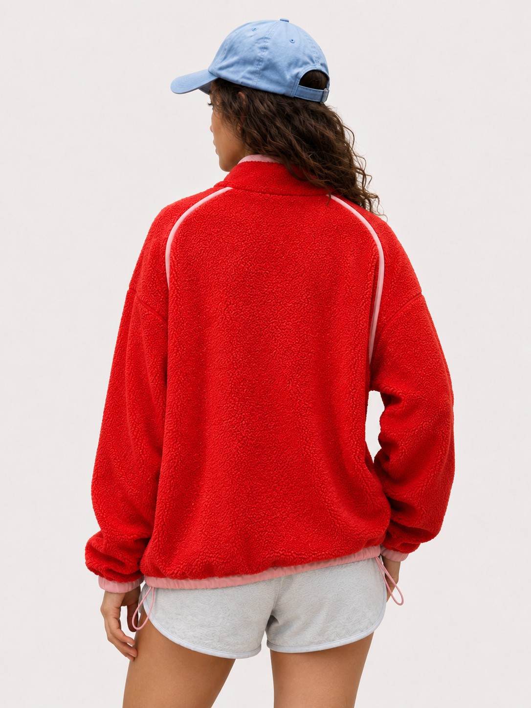 Jersey polar colour block rojo tomate y rosa bruma, imagen 6