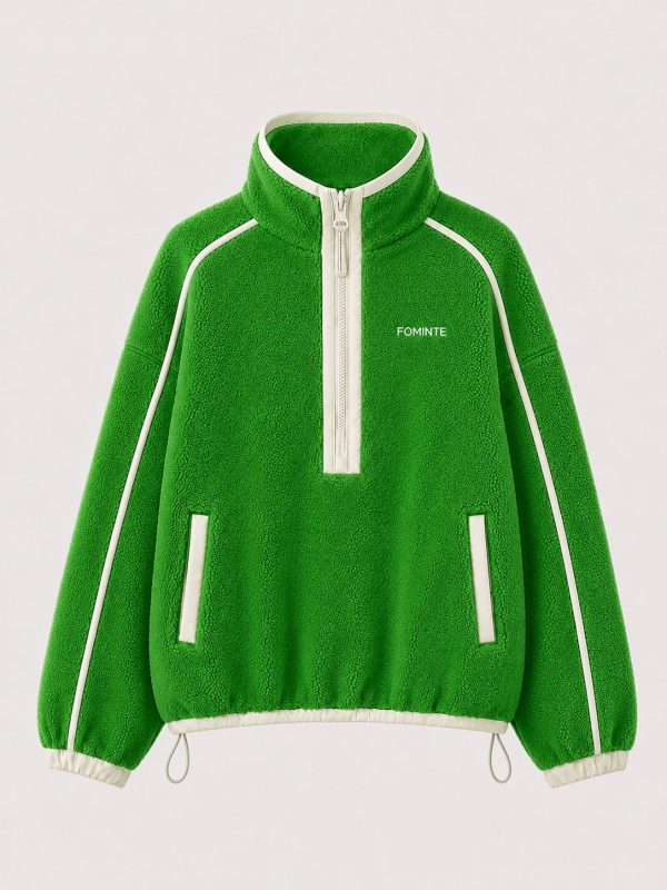 Jersey polar colour block verde hierba y crema